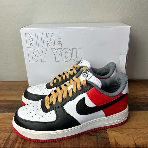 Nike By You Air Force 1 Low Chicago Color CT7875-994 Size 9 black red white - Picture 3 of 10